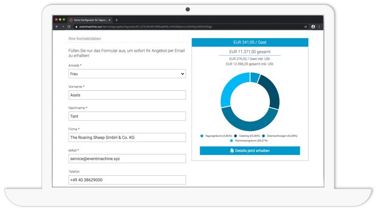 Eventmachine screenshot configurator form DE 768x432